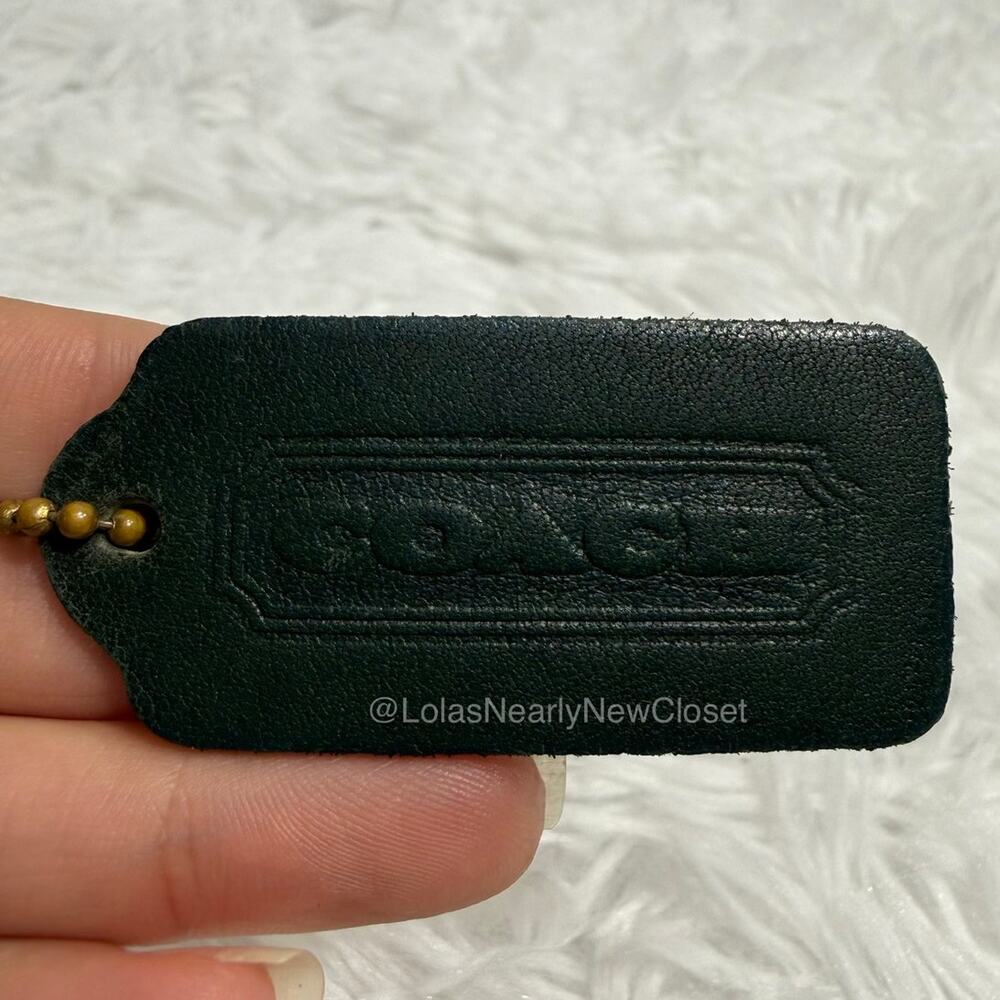 2" Vintage COACH Bottle Green Fob Bag Charm Hang tag Hangtag